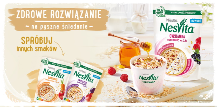 Marka NESVITA®, należąca do Nestlé, wprowadza do swojej oferty nowe owsianki funkcjonalne z błonnikiem. 
