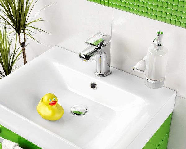 Bateria umywalkowa Kvadro z korkiem click-clack