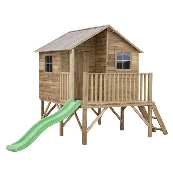 Drewniany domek ogrodowy dla dzieci - Jerzyk ze ślizgiem