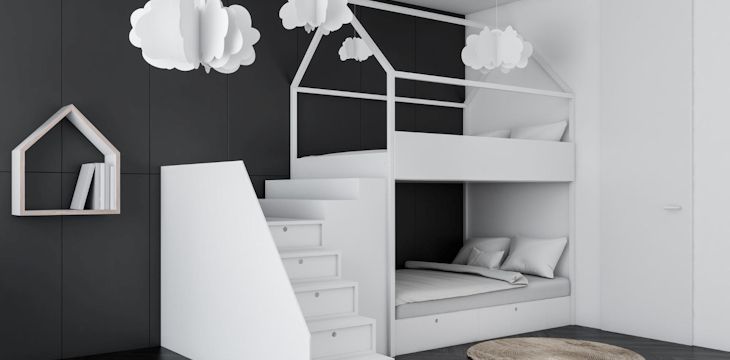 Idealne rozwiązanie dla małych mieszkań - łóżko piętrowe z biurkiem.