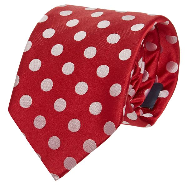 Czerwony jedwabny krawat w kropki 54.99 PLN
