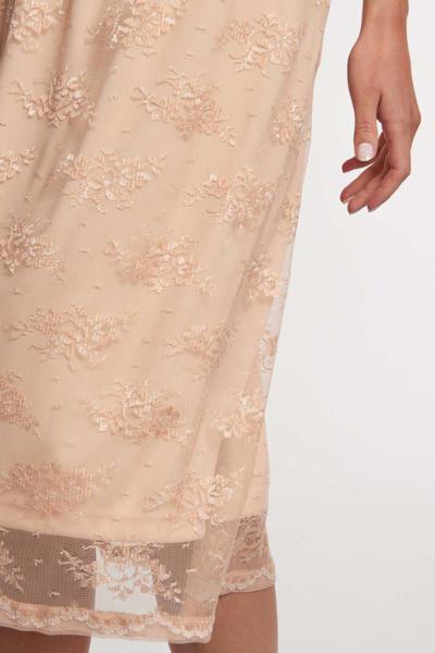 Brzoskwiniowa podwójna spódnica z haftowanym wzorem