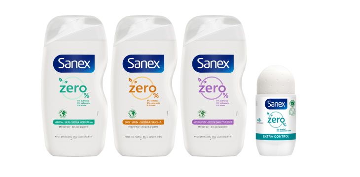 Sanex Zero% to łagodna pielęgnacja skóry z minimalną ilością składników.