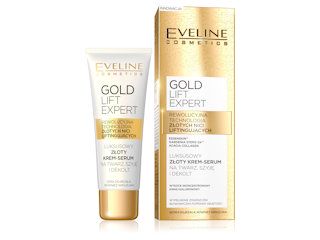 Luksusowy złoty krem-serum na twarz, szyję i dekolt Gold Lift Expert Eveline Cosmetics.