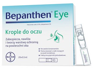 Bepanthen EYE firmy Bayer: regeneracja i nawilżenie dla suchych i podrażnionych oczu.