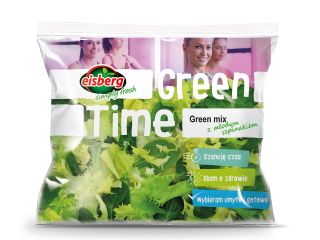 Mieszanka sałat z młodym szpinakiem – Green mix marki Eisberg .