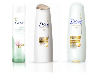 Konkurs Dove - szampon, odżywka i suchy olejek.